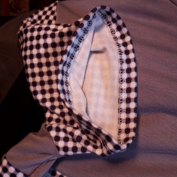 No Name Ring Zipper Soft Polka Dot Grey Shirt T-Shirt Gray Charcoal Black White - Picture 8 of 8